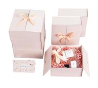 CHARMGIFTBOX 18 x 18 x 7.6cm (7x7x3 Inch) Gift Boxes with Lids, Small Pink Gift Box 6 Pack with Ribbon Card Fancy Gift Wrap Boxes for Festival Anniversary Birthday Weddings Girlfriend Mother's Day