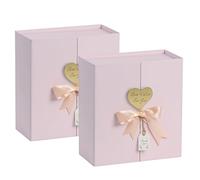 CHARMGIFTBOX 22.9x22.9x7.6cm Gift Boxes with Lids, 2 Pack Pink Gift Box with Ribbon Card Fancy Gift Wrap Boxes for Festival Anniversary Groomsmen Proposal Weddings Boyfriend Father's Day