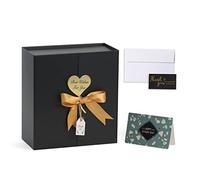 CHARMGIFTBOX Gift Boxes with Lids, 9x9x3 Inch Black Gift Box with Ribbon Card Fancy Gift Wrap Boxes for Festival Anniversary Birthday Groomsmen Proposal Weddings Boyfriend Father's Day