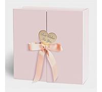 CHARMGIFTBOX Gift Boxes with Lids, 9x9x3 Inch Pink Gift Box with Ribbon Card Fancy Gift Wrap Boxes for Anniversary, Bridesmaid Proposal, Bridal Showers, Weddings, Girlfriend, Valentine's Day