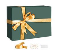 CHARMGIFTBOX Green Gift Boxes with Lids, 28 x 20 x 10 cm Gift Box with Ribbon, Collapsible Gift Boxes with Magnetic Closure for Presents, Bridesmaid Proposal Box Contains Gift Card Ribbon Tag
