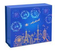 CHARMGIFTBOX Surprise Gift Box with Lid for Christmas, 21x18x7.3 cm Blue Gift Boxes for Presents, Foldable Magnetic Gift Box, Suitable for Christmas Wrapping