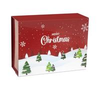 CHARMGIFTBOX Surprise Gift Box with Lid for Christmas, 21x18x7.3 cm Red Gift Boxes for Presents, Foldable Magnetic Gift Box, Suitable for Christmas Wrapping