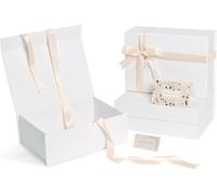 CHARMGIFTBOX White Gift Boxes with Lids, Pack of 3, 23 x 18 x 10 cm Gift Box with Ribbon, Foldable Gift Boxes with Magnetic Closure for Gift Wrapping, Bridesmaid Proposal Box