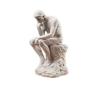 Charmgle European Thinking Man Resin Figure Novelty Home Office Bookshelf Decoration Ornament Retro Sculpture Figure Ornament (White)