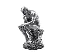 Charmgle European Thinking Man Resin Figure Novelty Home Office Bookshelf Decoration Ornament Retro Sculpture Figure Ornament (Silver)