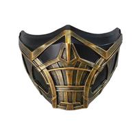Charmgle Mortal Kombat 11 Fighting Resin Game Mask Headgear Scorpion Masks Half Face Cosplay Halloween Props Black with Bronze