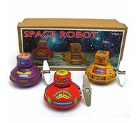 Charmgle Space Robot Wind-up Tin Toys Adult Collection Tinplate Clockwork Walking Robots Toy Party Favor Bedroom Store Library Decoration 3 Packs