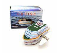 Charmgle Wind up Cruise Ship Toy Retro Clockwork Tin Toy Home Decoration Adult Collection Tanker Boat Party Favor Gift Green