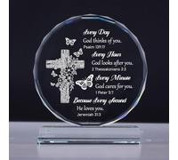 CHARMIBLE Christian Gifts for Women Men, Inspirational Spiritual Baptism Award Crystal Plaque with Bible Verse & Prayer, Catholic Gift Religious Gifts Scripture Gift for Women Men Christmas Birthday