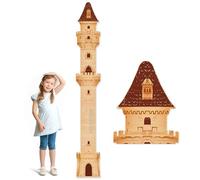 CHARMIBLE Personalised Wooden Print Height Chart for Kids, Custom Name Wall Hanging Measuring Ruler for Child, Removable Wood Baby Measuring Wall Chart for Bedroom Nursery Wall Decoration (Castle)