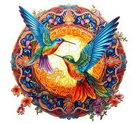 CHARMIBLE Wooden Puzzles for Adults and Kids, Mandala Hummingbird Jigsaw Puzzle, 300 Pieces, Colorful with Exquisite Box, Suitable for Home Decor and Gifts