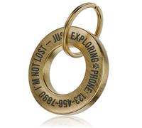 Charmify Dog Tag Engraved UK - Personalised Solid Brass Pet ID Tag for Dogs or Cats | Custom Deep Engraved Name Tag for Dog Collar | Durable Pet Tag with Clear Lettering & Polished Finish (L size)