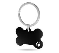 Charmify Dog Tags for Pets Engraved UK - Personalised Bone Name Tag for Dogs - Custom Pet ID Tag for Collar with Phone & Address - Made in UK (Black/PAW, M)