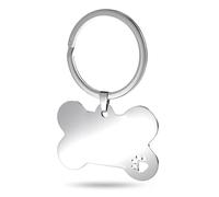 Charmify Dog Tags for Pets Engraved UK - Personalised Bone Name Tag for Dogs - Custom Pet ID Tag for Collar with Phone & Address - Made in UK (Silver/PAW, M)
