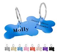 Charmify Dog Tags for Pets Engraved UK Prime - Personalised Bone Name Tag for Dogs | Custom Deep Engraved Pet ID Tag with Phone, Name & Address | Durable Dog Collar Tag, Made in UK (Blue, L)