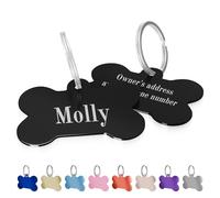 Charmify Dog Tags for Pets Engraved UK Prime - Personalised Bone Name Tag for Dogs | Custom Deep Engraved Pet ID Tag with Phone, Name & Address | Durable Dog Collar Tag, Made in UK (Black, M)