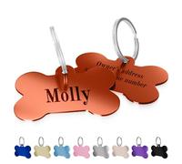 Charmify Dog Tags for Pets Engraved UK Prime - Personalised Bone Name Tag for Dogs | Custom Deep Engraved Pet ID Tag with Phone, Name & Address | Durable Dog Collar Tag, Made in UK (Red, S)