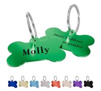 Charmify Dog Tags for Pets Engraved UK Prime - Personalised Bone Name Tag for Dogs | Custom Deep Engraved Pet ID Tag with Phone, Name & Address | Durable Dog Collar Tag, Made in UK (Green, S)