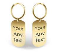 Charmify Engraved Metal Keyring Personalised with Custom Text - Stainless Steel Keepsake Keychain Gift for Anniversary Birthday Valentines Gifts Christmas - Sentimental Engraved Key Ring (Gold)