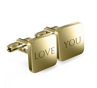 Charmify Personalised Cufflinks for Men, Engraved - Gift Box - Groom, Best Man & Groomsman Gifts - Square - Made in UK (gold)