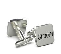 Charmify Personalised Cufflinks for Men, Engraved - Gift Box - Groom, Best Man & Groomsman Gifts - Square - Made in UK (silver)
