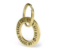Charmify Personalised Dog Tag for Pets - Deep Engraved Ring ID Tag in Solid Brass (28 mm, XS Size) - Durable Name Tag for Dog or Cat Collar - Locally Made (UK)