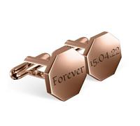 Charmify Personalised Engraved Cufflinks for Men - Custom Cuff Links with Gift Box - Wedding, Groom & Best Man Gifts - Octagon - Made in UK (rose gold)