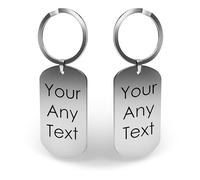 Charmify Personalised Engraved Metal Keyring - Custom Double Sided Stainless Steel Keychain with Text, Names or Dates, Personalised Gift for Him & Her, Anniversary, Birthday, Valentines, Mum, Dad