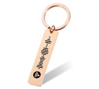 Charmify Personalised Keyring Code for Music APP - Custom Engraved QR Code on Key Chain, Gift for Him, Her or Couples - Stainless Steel Keepsake (Rose Gold) Made in UK