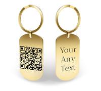 Charmify Personalised Keyring - Custom Laser Engraved Metal Keychain with QR Code&Text - Double-Sided Personalised Mothers Day Gift for Mum, Nanny, Grandma, Anniversary&Birthday (Gold) Made in UK