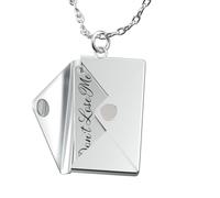 Charmify Personalised Love Letter Envelope Necklace - Custom Engraved Locket Necklace for Women & Girls, Jewellery Keepsake Gift for Anniversary Birthday Valentines Gifts Christmas - Silver Pendant