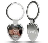 Charmify Personalised Photo Keyring - Custom Double-Sided Keychain with Text or Photo - Personalised Gifts for Him Her, Anniversary Wedding Birthday Valentines Gifts Christmas Keepsake, Heart Keyring