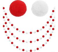 Charming 2 Meter Felt Ball Garland with 20 Red White Plush Ornaments for Christmas Valentine's Day and Event Decoration Needs