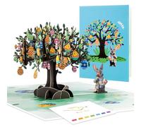 Charming 3D Pop Up Easter Egg Tree Card with Bunny - Festive Spring Tradition Scene - Easter Gift for Kids, Family, Grandchildren, Mom - Beautiful Decoration - Includes Envelope and Blank Notecard