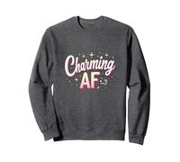 Charming AF: Sparkly Slang for Confident Women Sweatshirt, Adult Unisex, Dark Heather Grey, S