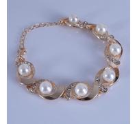 Charming Alloy Bracelet Featuring a Unique Circular Pearl Design for Effortless Elegance (Gold)