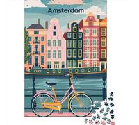 Charming Amsterdam 1000 Piece Jigsaw Puzzle, Historic Square Architecture, Weekend Hobby, Matte Printed Jigsaw, Family Night Game for Families, 52x38cm/1000pcs