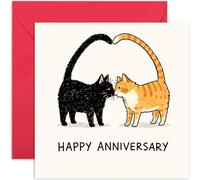 Charming Anniversary Card for Cat Lovers, Whiskered Happiness Gift, Cute Feline Design, for Husband Wife Mum Dad Brother Sister, Blank Inside with Envelope