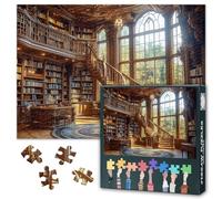 Charming Antique Library Jigsaw Puzzles,50x70cm -1000 Pieces Challenging Bookstore Overflowing with Books Puzzle for Unique Gifts, Calm & Screen-Free Fun