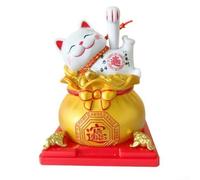 Charming Automatic Waving Fortune Cat Powered by Solar Energy, Brings Joyful Atmosphere to Your Home or Office (C)