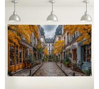 Charming Autumn Street Backdrop, Vintage Cozy Photography Background for Events, Perfect for Fall Parties and Seasonal Celebrations 71x43 Inch