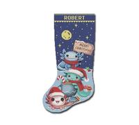 Charming Axolotls Christmas Stocking Cross-Stitch Patterns for Adults - Personalized, Easy-to-Follow for Beginners, Counted DMC Embroidery Patterns, Holiday Design DIY, Digital Download
