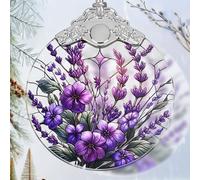 Charming Bauhinia & Violets Stained Glass Orament - Christmas Ornament - Christmas Decorations for Tree - Holiday Present ldeas - Gift Exchange