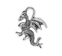 Charming Beads Antique Silver Metal Alloy Dragon Charms 21mm Pack Of 10 for Jewellery Making and More