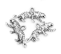 Charming Beads Antique Silver Metal Alloy Tiger Charms 22mm Pack of 12 for Jewellery Making and More