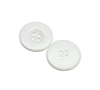 Charming Beads Resin Buttons White Round 30mm 4-Hole Pack Of 10