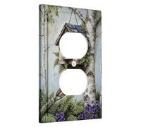 Charming Birdhouse Light Switch Cover Plate, Rustic Brown Nature Theme for Home Decor, Thermoplastic Wall Plates, Standard Size Single Duplex Outlet