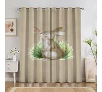 Charming Blackout Curtains Rabbit Thermal Curtains for Living Room Bedroom, Pencil Pleat Eyelet Curtain 55 X 69 Inch set of 2 Panels A4485