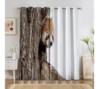 Charming Blackout Curtains Red Panda Thermal Curtains for Living Room Bedroom, Pencil Pleat Eyelet Curtain 46 X 90 Inch set of 2 Panels A4525